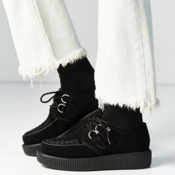 T.U.K. Black Suede Low Viva Creeper Oxford Shoe – Unisex - Picture 1 of 16